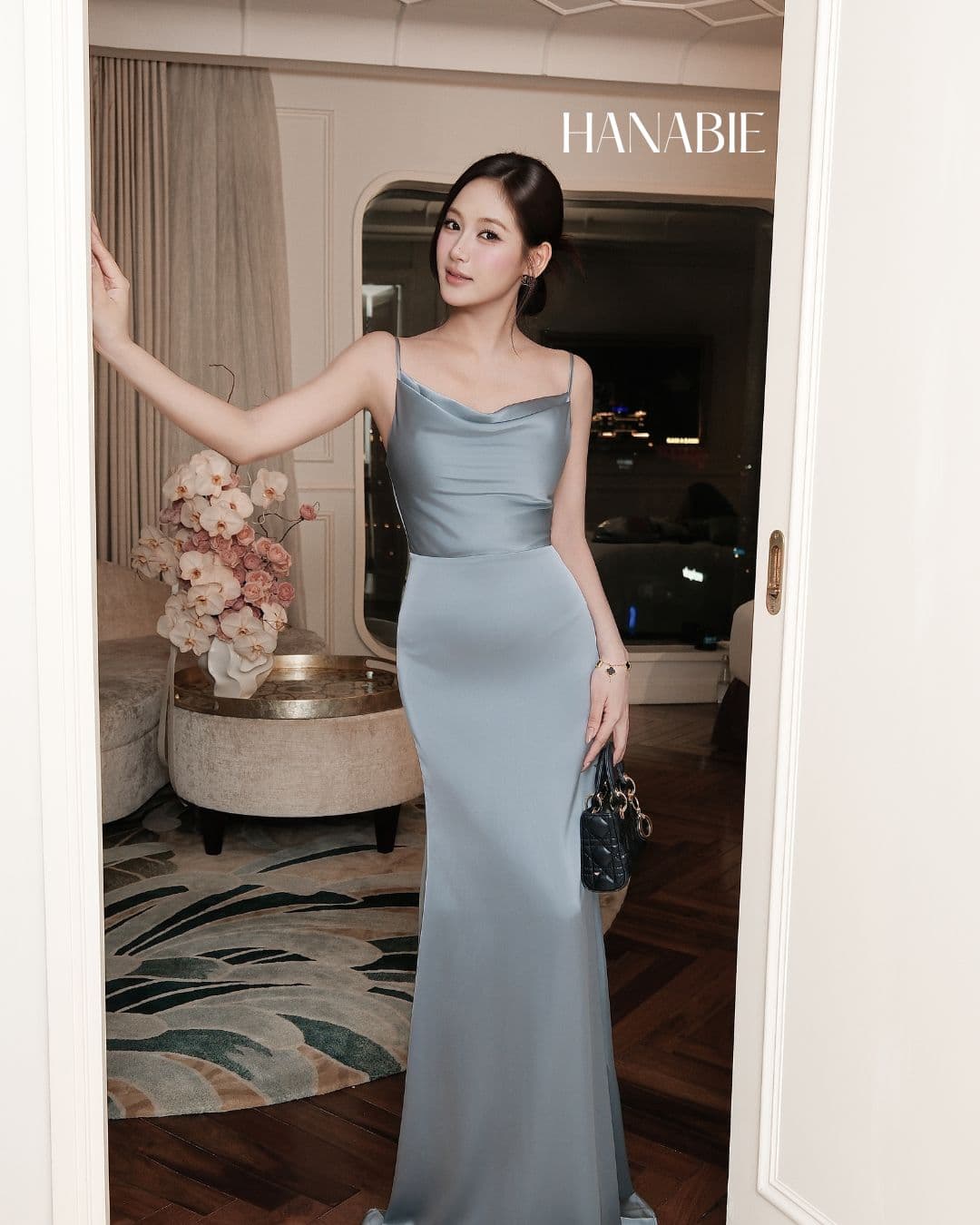 Selven Dress – Premium Blue Satin Slip Dress – Đầm Lụa Cổ Đổ Cao Cấp