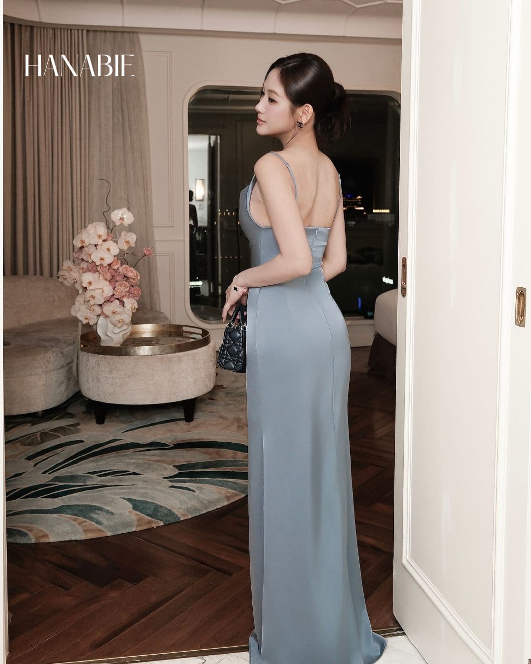 Selven Dress – Premium Blue Satin Slip Dress – Đầm Lụa Cổ Đổ Cao Cấp