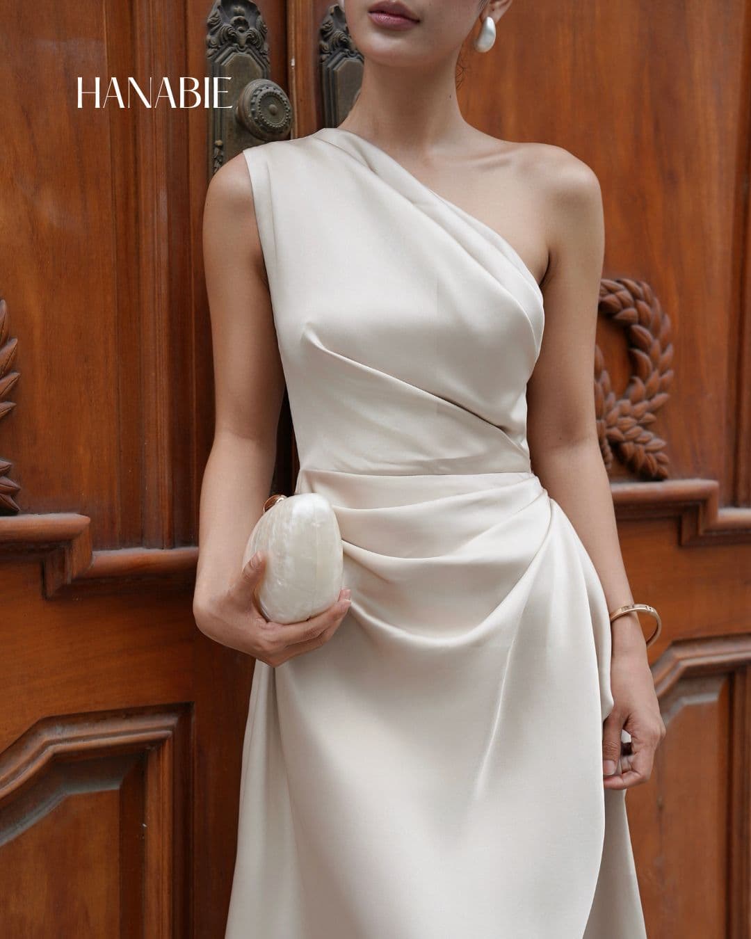 Aurelie Draped Satin Gown - HANABIE
