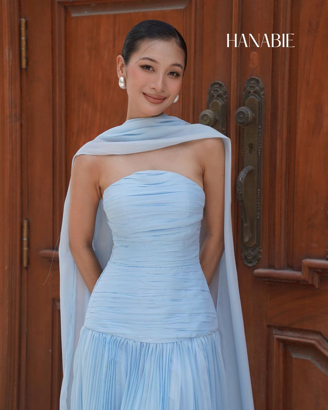 Blue Hour Pleated Chiffon Gown